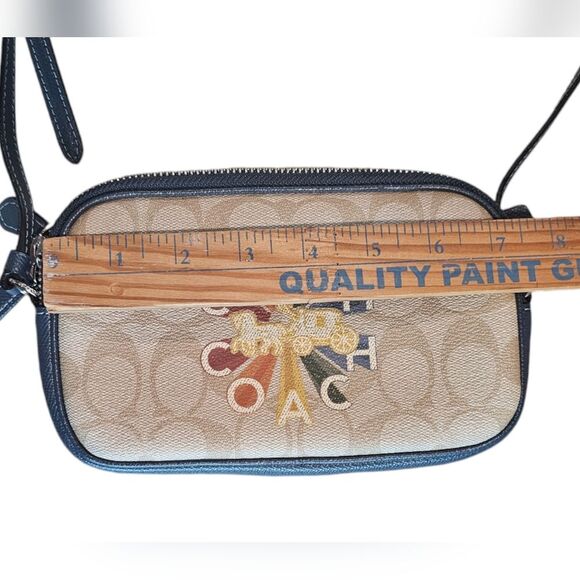 Coach Crossbody Pouch In Signature Canvas Coach Radial Rainbow Navy Leather NWOT - Picture 14 of 16